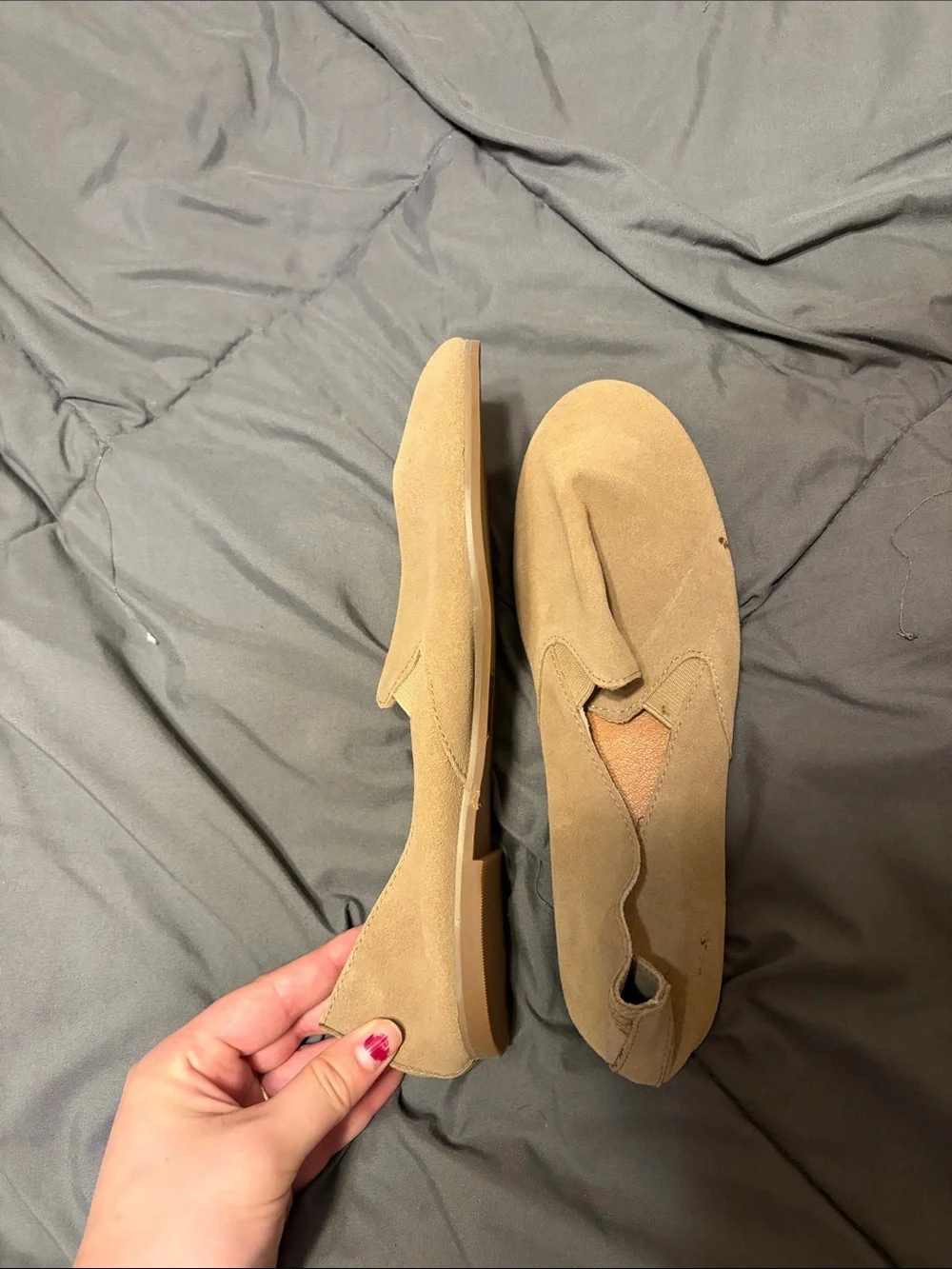Lucky Brand Tan Suede Slip-On Flats